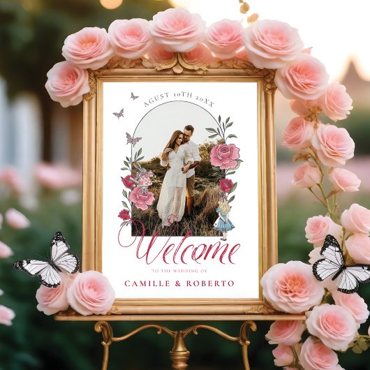 Floral Alice in Wonderland Weddenschap Welkom Poster
