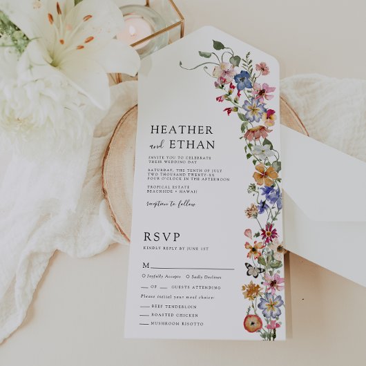 Floral all in One Wedding Invite Uitnodiging