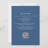 Floral  Alles in één Navy Blue Wedding Kaart (Achterkant)