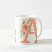Floral Alphabet A Mug – Cute Bear Initial Mug Koffiemok (Voorkant rechts)