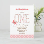 Floral Alphabet Girl First Birthday Invitation (Debout devant)