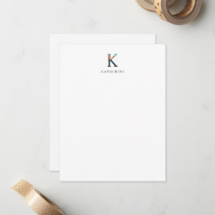 Floral Alphabet - K - Stationery Note Kaart Notitiekaartje
