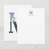 Floral Alphabet - M - Stationery Note Kaart Notitiekaartje (Voorkant / Achterkant)