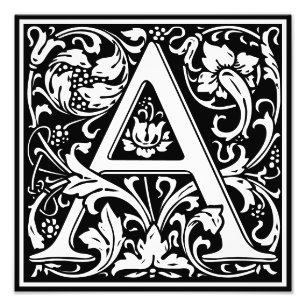 Floral Alphabet Monogram Letter A Foto afdrukken Afdruk