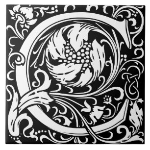 Floral Alphabet Monogram Letter C Tegel Tegeltje