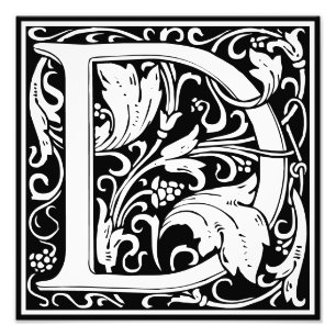 Floral Alphabet Monogram Letter D Foto afdrukken Afdruk