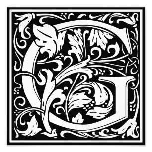 Floral Alphabet Monogram Letter G Foto afdrukken Afdruk