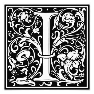 Floral Alphabet Monogram Letter I Foto afdrukken Afdruk