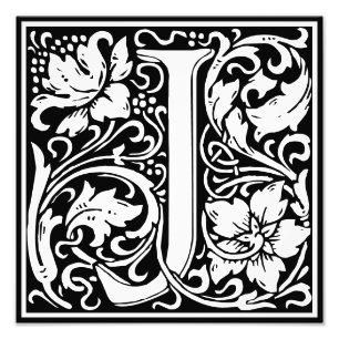 Floral Alphabet Monogram Letter J Foto afdrukken Afdruk