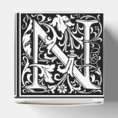 Floral Alphabet Monogram Letter N Tegel Morris Bedankdoosjes (Bovenkant)