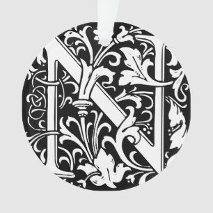 Floral Alphabet Monogram Letter N Tegel Morris Ornament