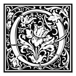 Floral Alphabet Monogram Letter of Foto afdrukken Afdruk