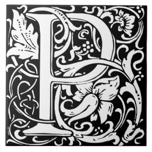 Floral Alphabet Monogram Letter P Tegel Tegeltje