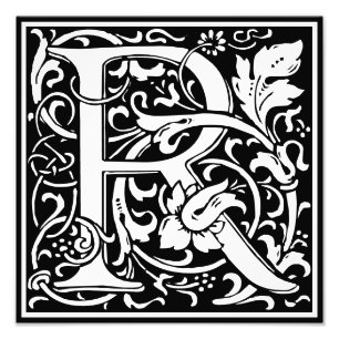 Floral Alphabet Monogram Letter R Foto afdrukken Afdruk