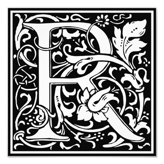Floral Alphabet Monogram Letter R Foto afdrukken Afdruk (Voorkant)