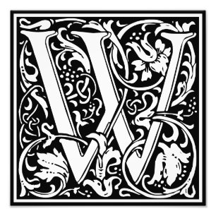Floral Alphabet Monogram Letter W Foto afdrukken Afdruk