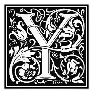 Floral Alphabet Monogram Letter Y Foto afdrukken Afdruk