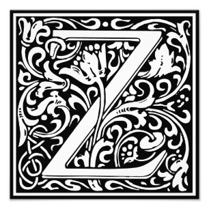 Floral Alphabet Monogram Letter Z Foto afdrukken Afdruk