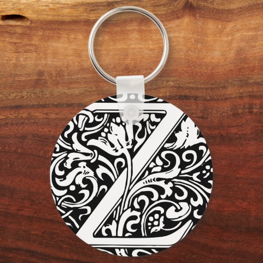 Floral Alphabet Monogram Letter Z Square Sticker Sleutelhanger (Voorkant)