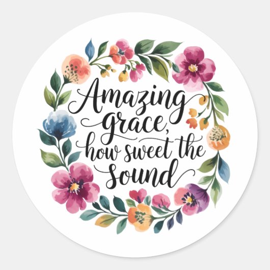 Floral Amazing Grace Sticker (Voorkant)