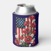 Floral American Flag Koelbox Blikjeskoeler (Blikje Voorkant)
