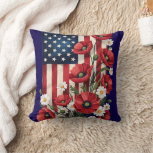 Floral American Flag Sierkussen