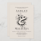 FLORAL AMPERSAND Hand getrokken Blush bruiloft Kaart (Voorkant / Achterkant)