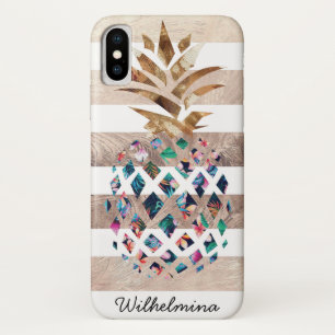 Floral ananas monogram iPhone x hoesje