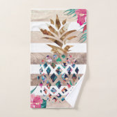 Floral Ananas or rayé design (Serviette à main)