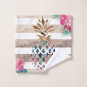 Floral Ananas or rayé design (Gant de toilette)