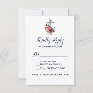 Floral Anchor Autumn Song Request RSVP Card Kaartje