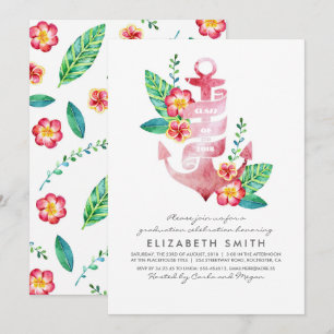 Floral Anchor - Beach Nautical Afstuderen Kaart