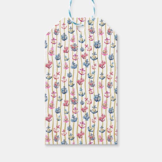 Floral Anchor Gift Label Cadeaulabel (Voorkant)