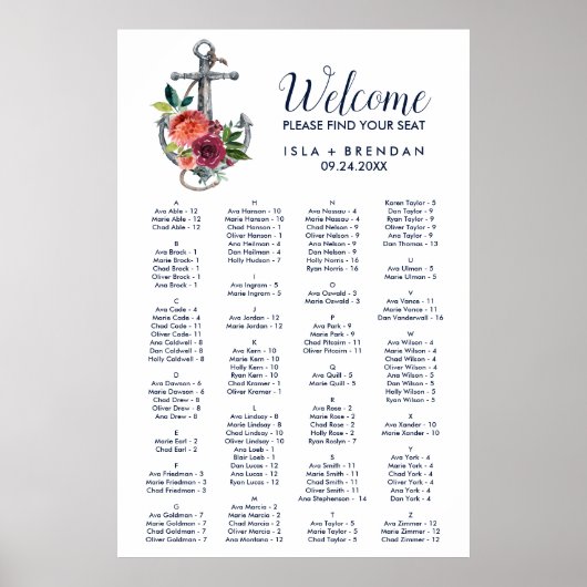 Floral Anchor | Herfstastisch fasezetschema Poster (Voorkant)