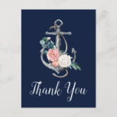 Floral Anchor | Navy Summer bedankt Briefkaart (Voorkant)