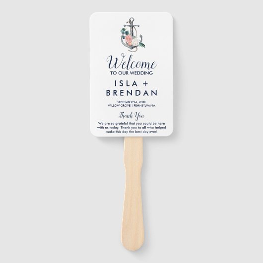 Floral Anchor | Programma voor de zomerweddenschap Handwaaier (Voorkant)