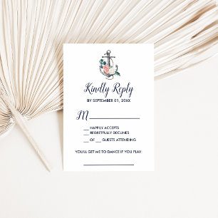 Floral Anchor Summer Song Request RSVP Card Kaartje