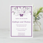 Floral and butterfly wedding invitation (Debout devant)