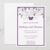 Floral and butterfly wedding invitation (Devant / Derrière)