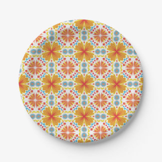floral and geometric pattern in shades of orange papieren bordje