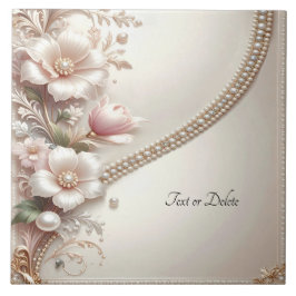Floral and Pearl Embellishments Ceramic Tile Tegeltje