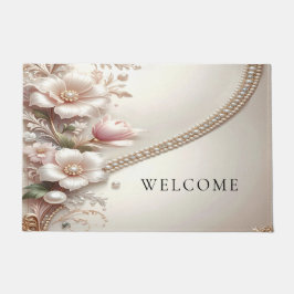 Floral and Pearl Embellishments Doormat Deurmat