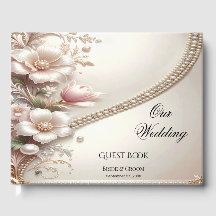Floral and Pearl Embellishments Guest Book