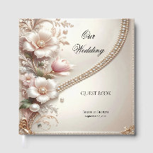 Floral and Pearl Embellishments Guest Book