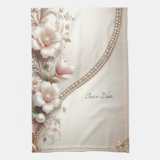 Floral and Pearl Embellishments Kitchen Towel Theedoek