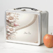 Floral and Pearl Embellishments Lunch box (En situation)
