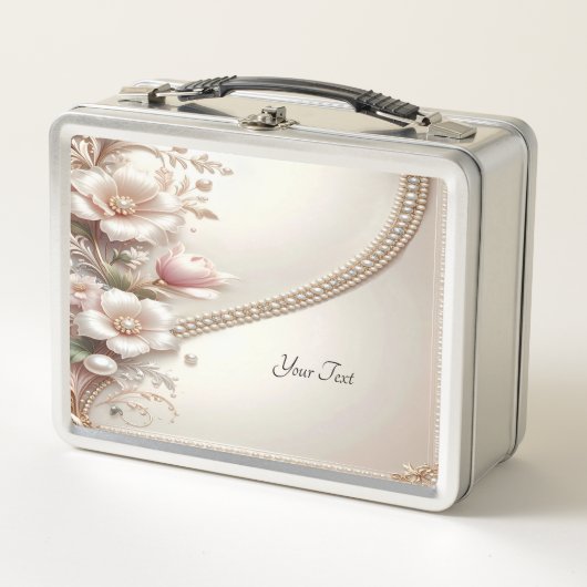 Floral and Pearl Embellishments Lunch box (Devant)