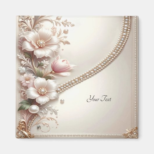 Floral and Pearl Embellishments Magnet (Devant)