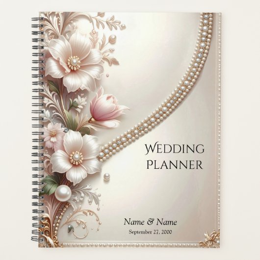 Floral and Pearl Embellishments Planner (Devant)