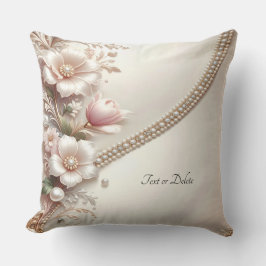 Floral and Pearl Embellishments Throw Pillow Kussen